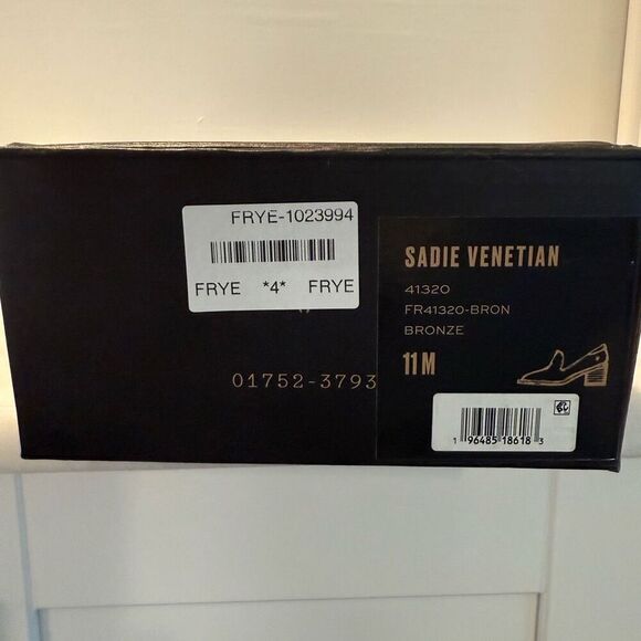 NWT Frye Pointed Toe Leather Sadie Venetian Block Heel Loafers Bronze Size 11M - Picture 9 of 9